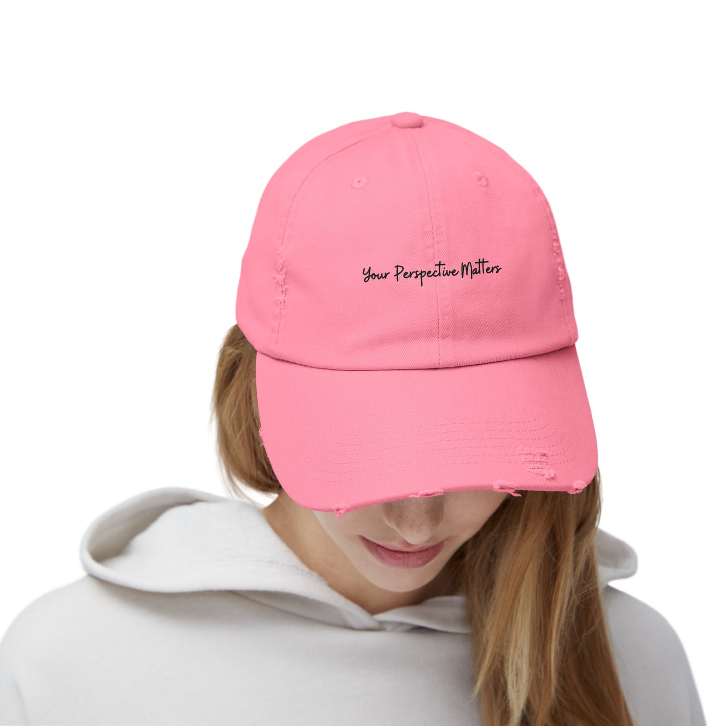 Pink Unisex Distressed Cap