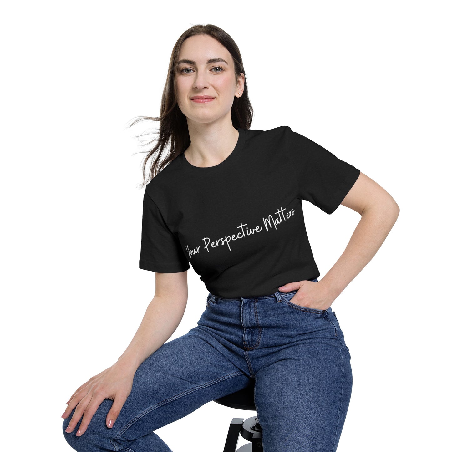 Black w/white letters Unisex Short-Sleeve Jersey T-Shirt