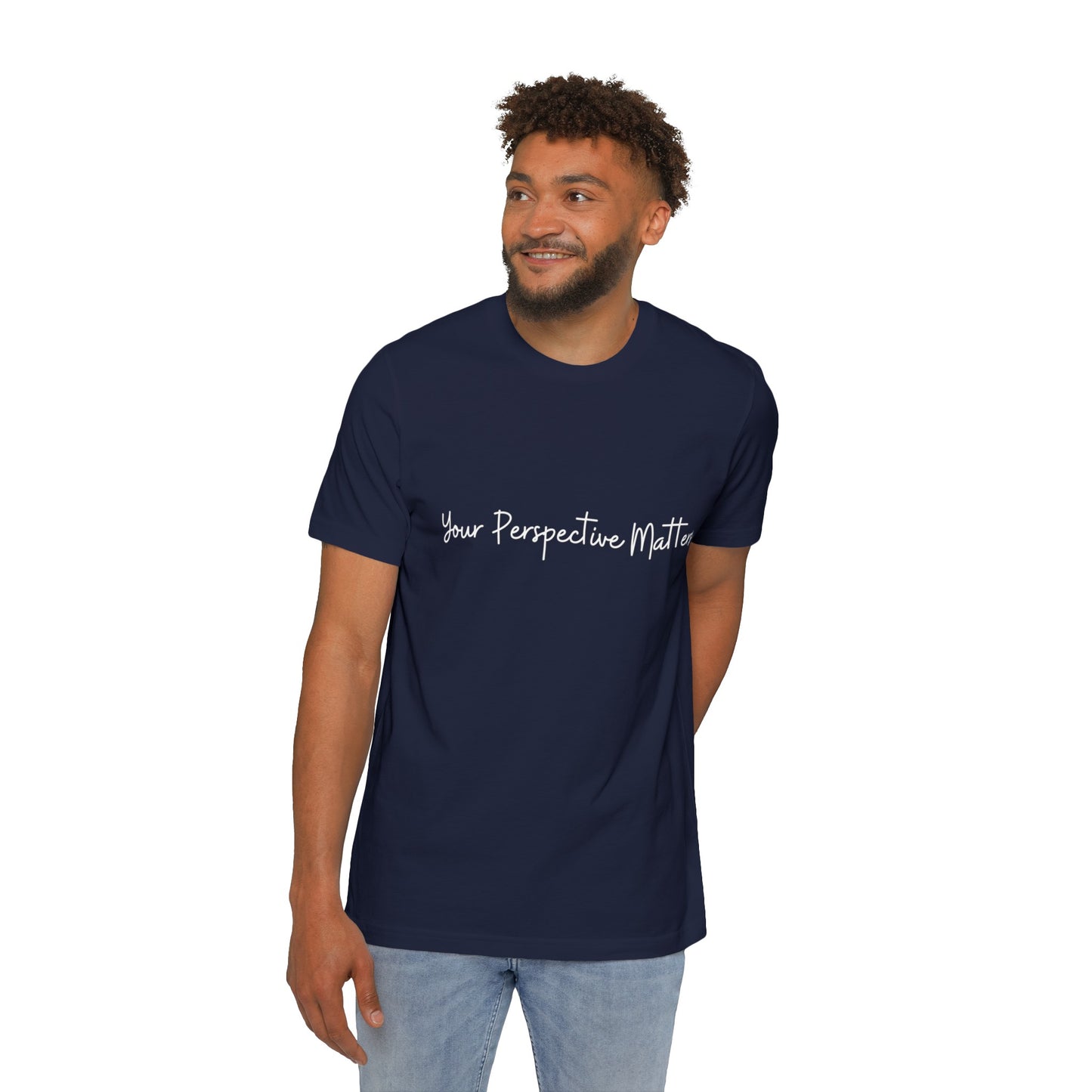 Navy w/white letters Unisex Short-Sleeve Jersey T-Shirt