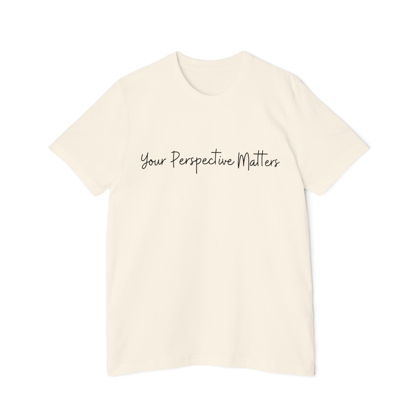 Creme w/black letters Unisex Short-Sleeve Jersey T-Shirt