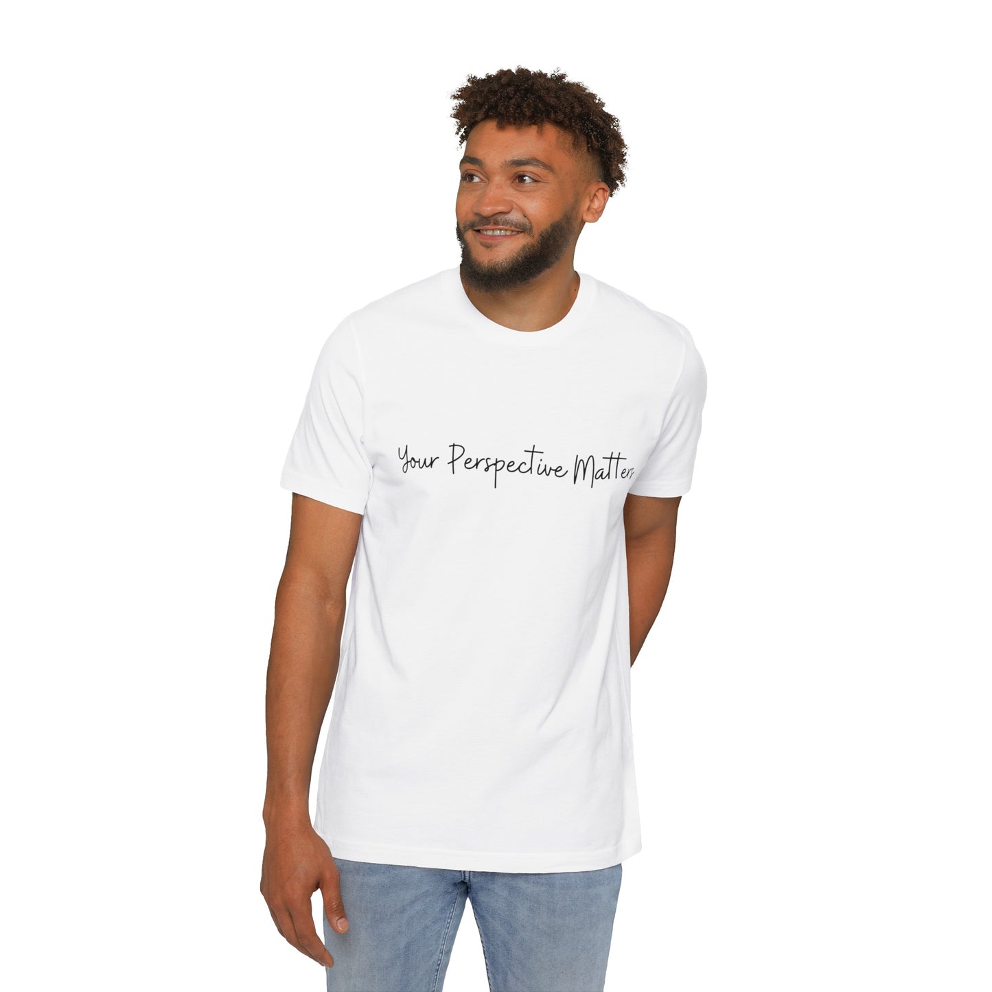 White w/black letters Unisex Short-Sleeve Jersey T-Shirt