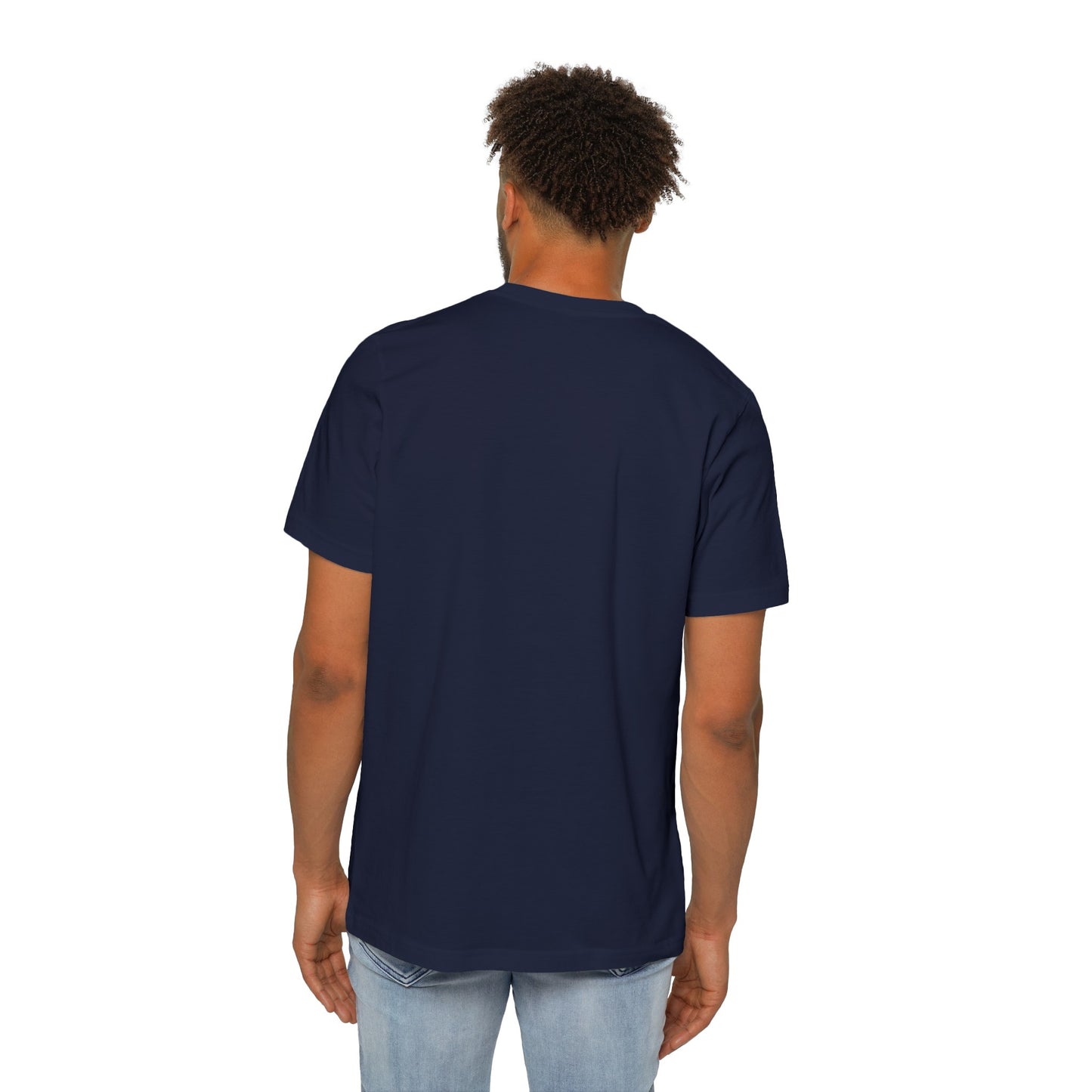 Navy w/white letters Unisex Short-Sleeve Jersey T-Shirt